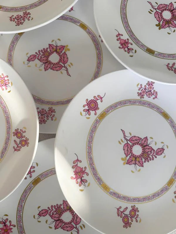 Pink Patterned Plastic Luncheon Plate