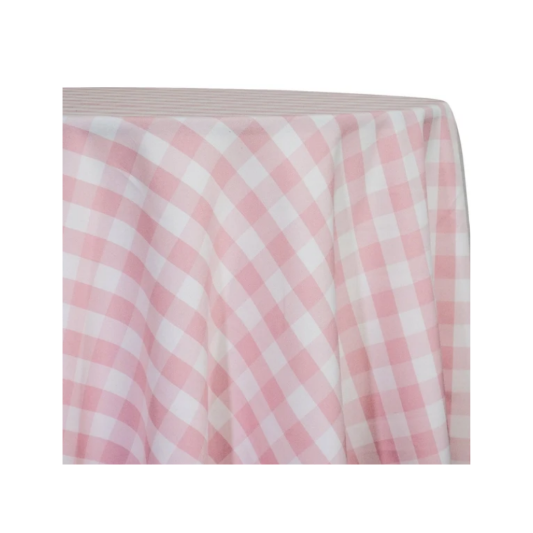 Bright Pink Gingham Checker 120" Round Tablecloth