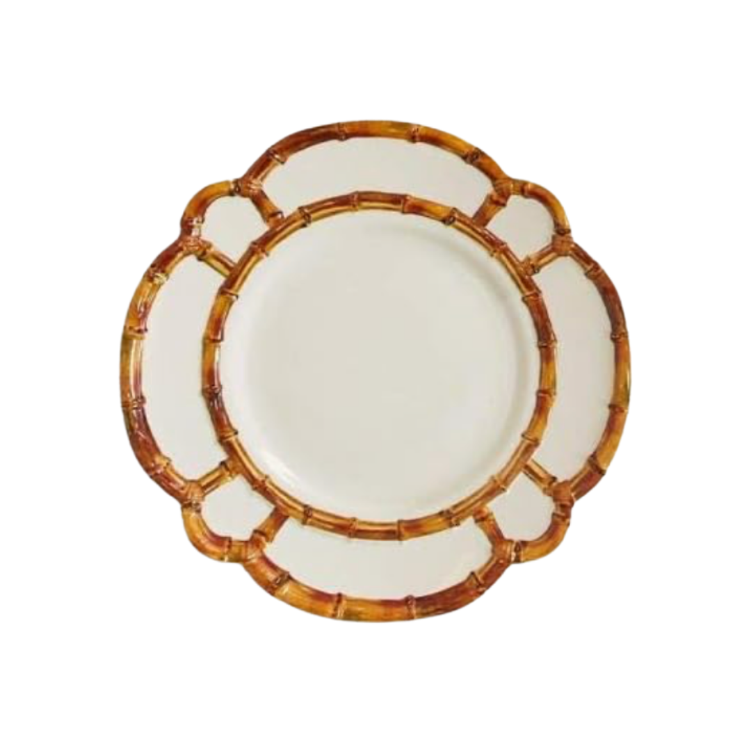 Bamboo Rim Melamine Dinner Plate