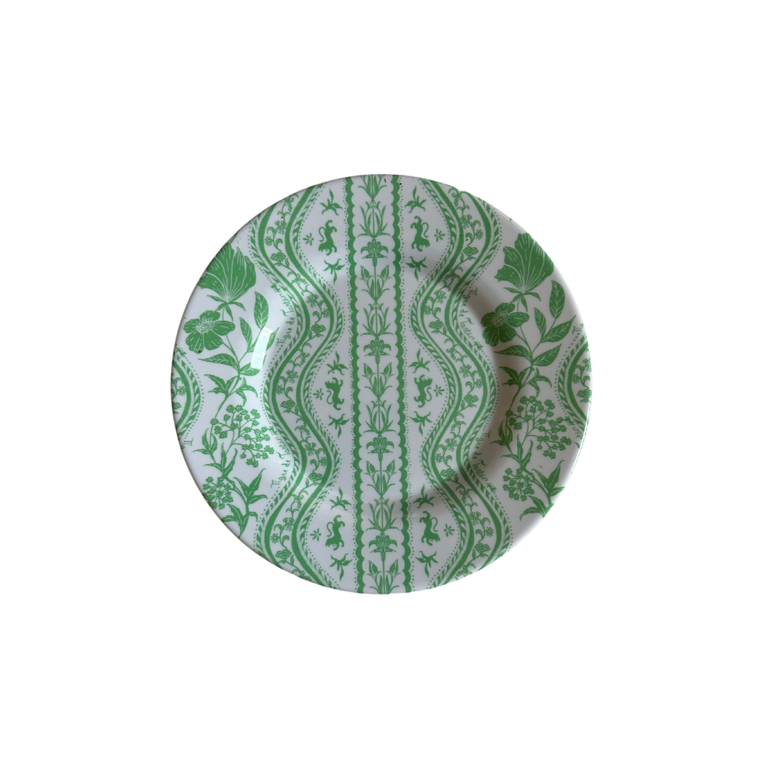 Green and White Patterned Melamine Salad/Dessert Plate