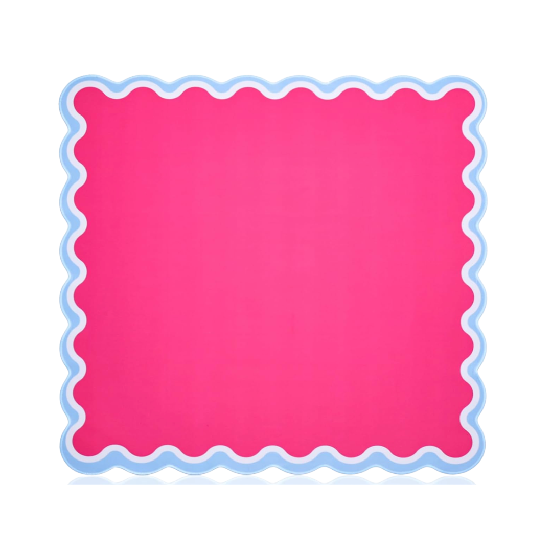 Pink and Blue Scallop Mahjong Mat