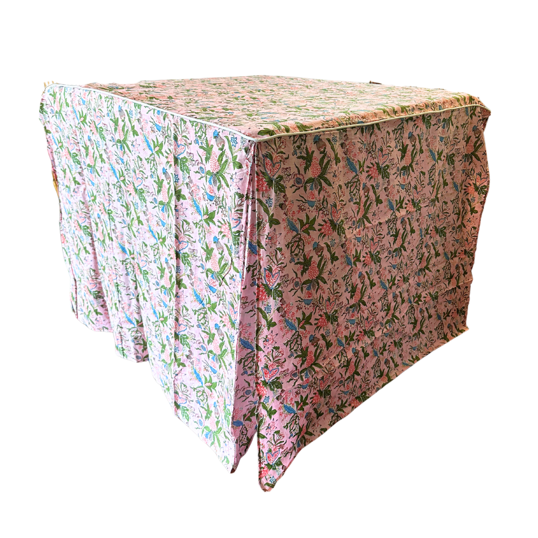 Pink Multicolor Blockprint Game Tablecloth