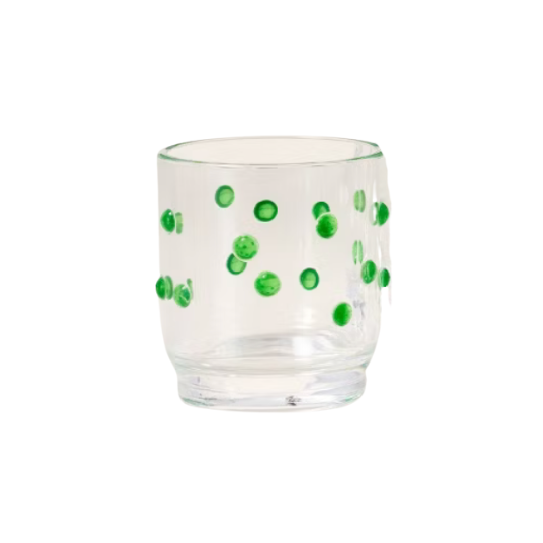 Acrylic Green Polka Dot Lowball Glass