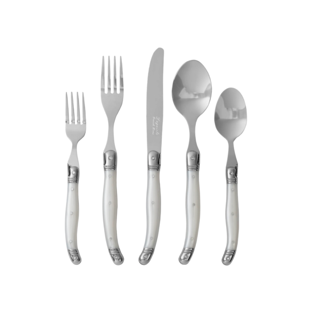 Laguiole Pearlized White Flatware Set