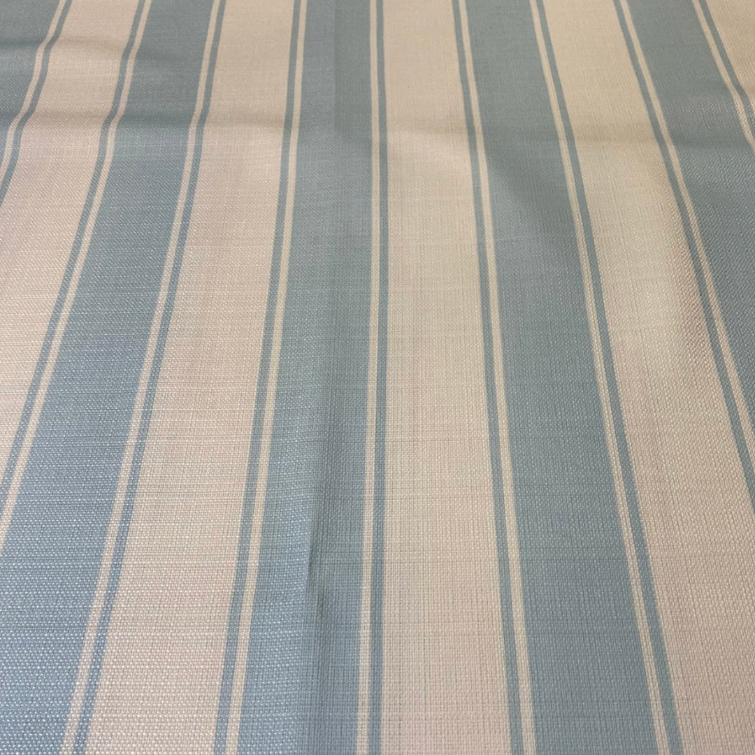 Blue and White Cabana Stripe Linen Round Tablecloth