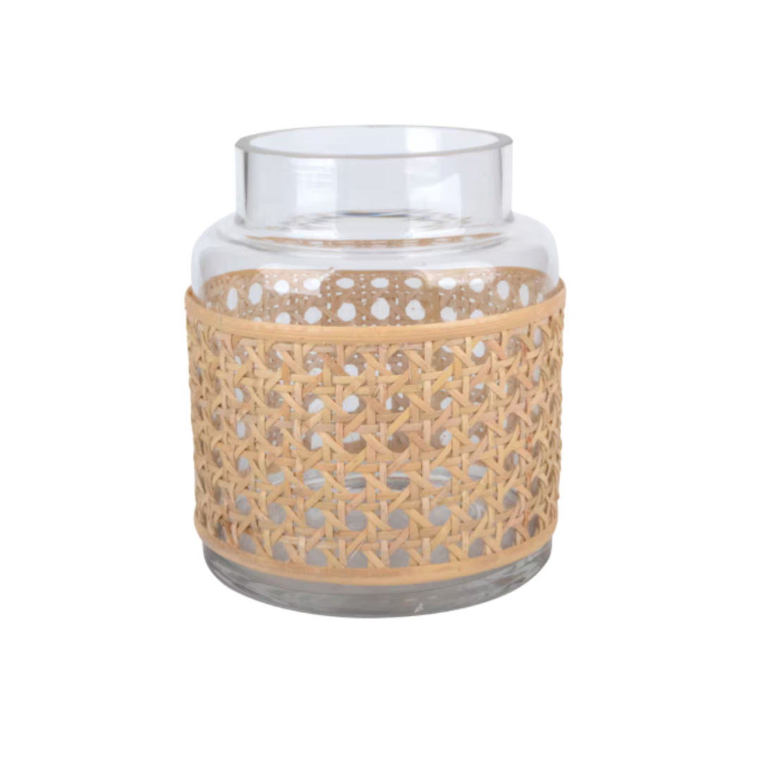 Glass Vase with Rattan/Cane Sleeve