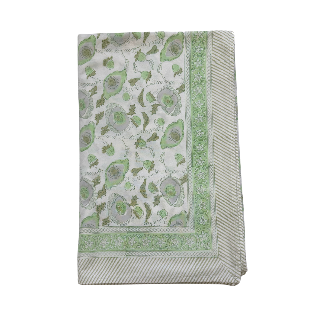 Julia Amory Green Printed Rectangular Tablecloth