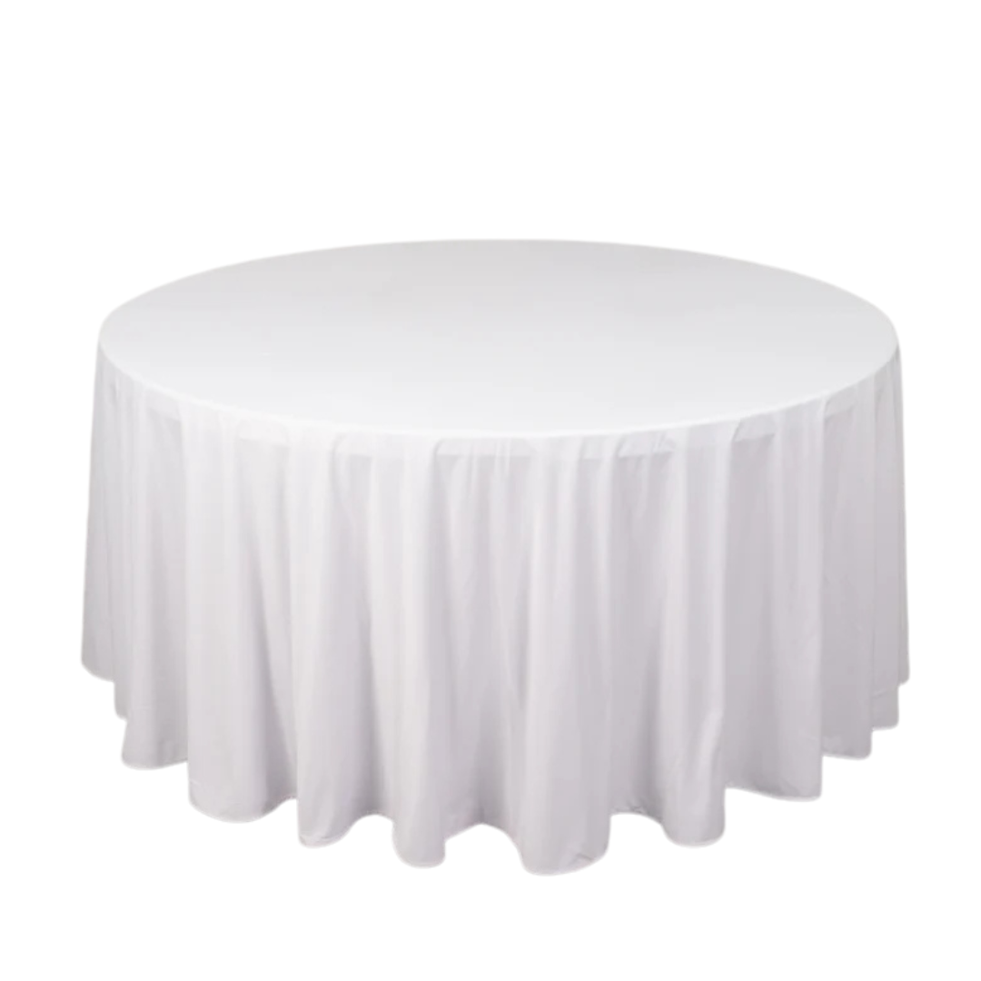 White 120" Round Tablecloth