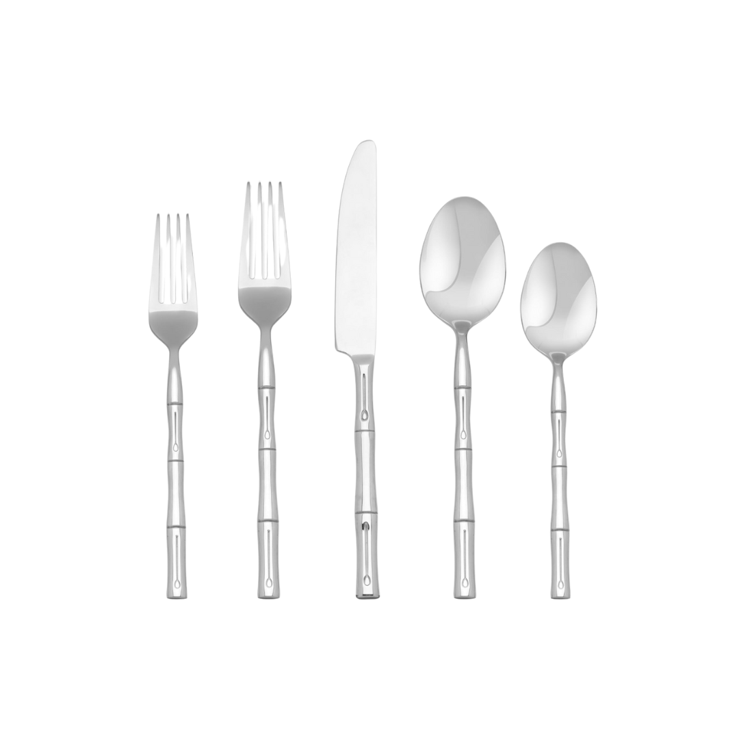 Stainless Steel Bamboo Flatware Set