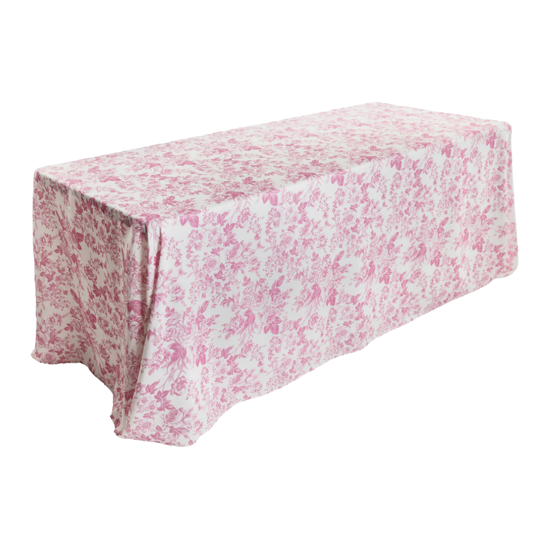 Pink French Toile Rectangular Tablecloth