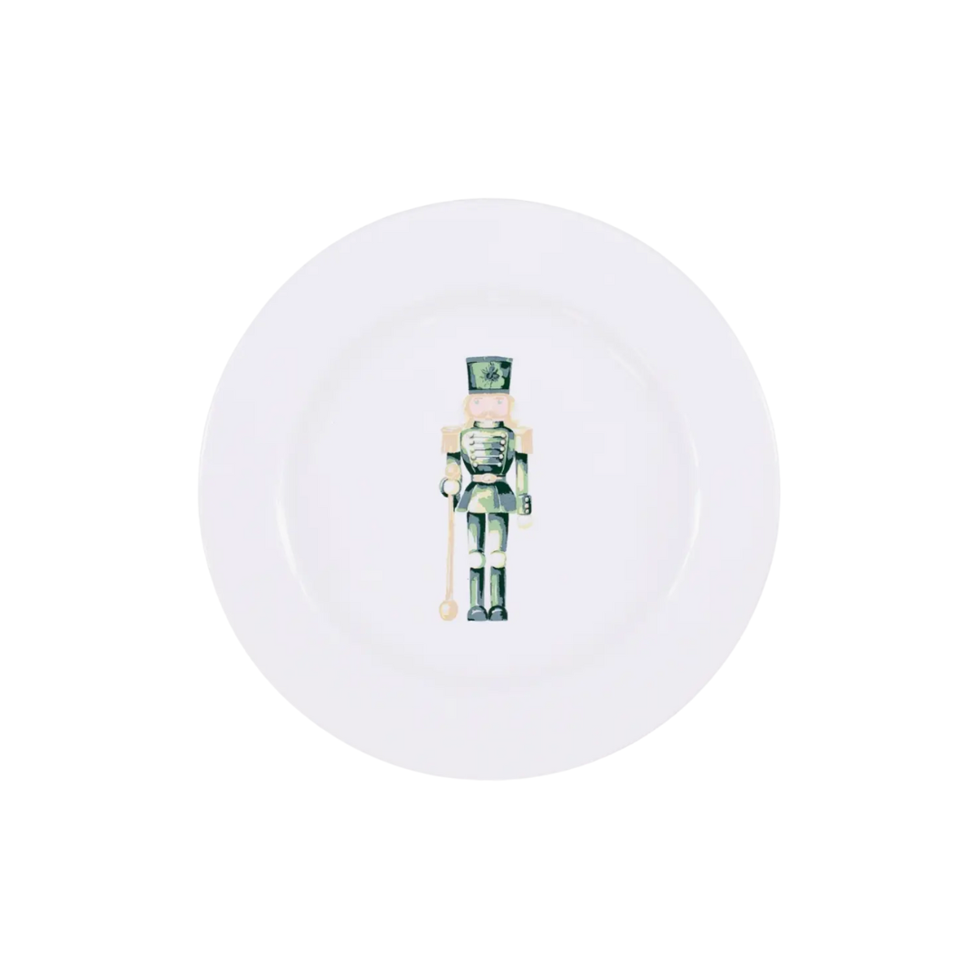Watercolor Green Nutcracker Tree Ceramic Salad Plate