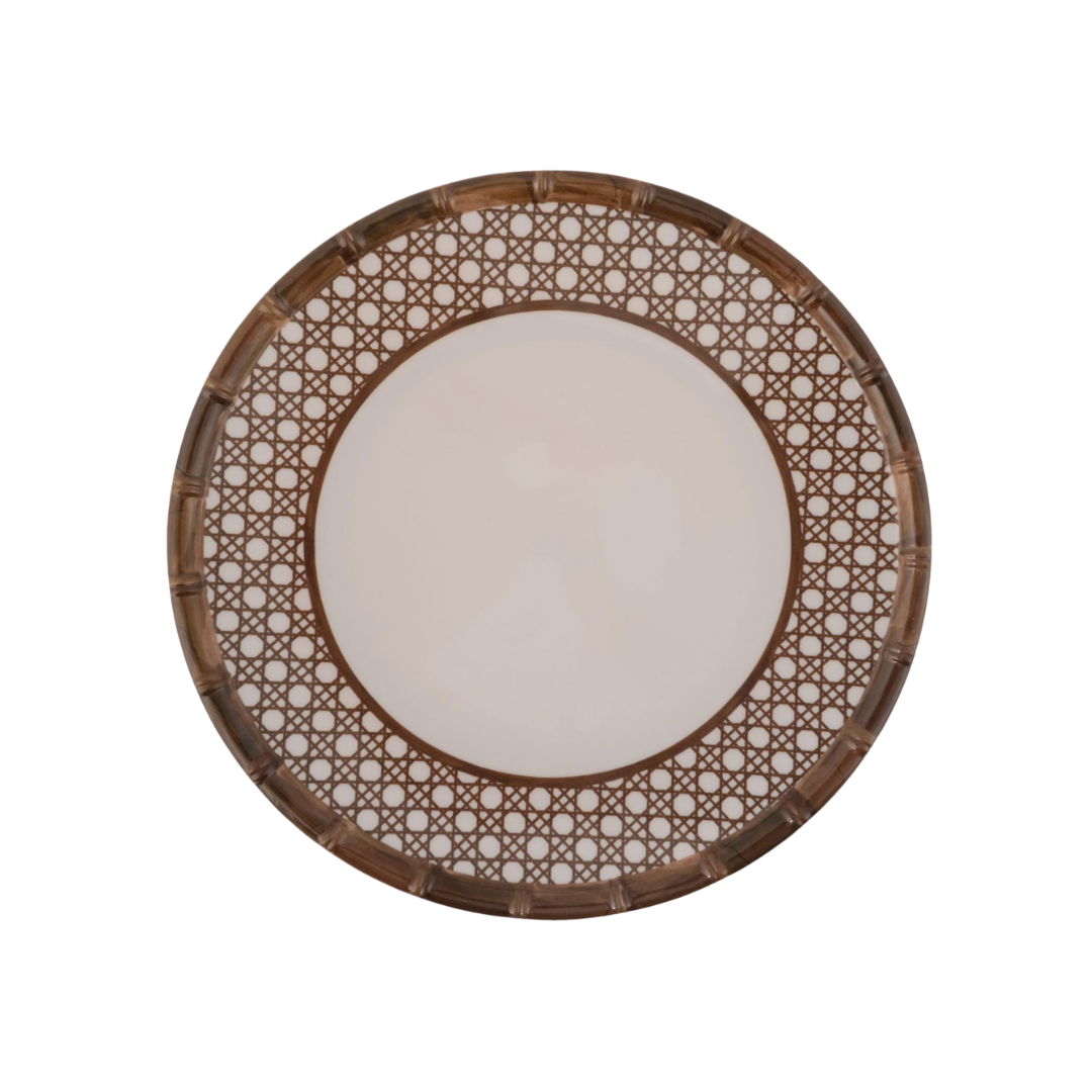 Melamine Brown Rattan Detail Dinner Plates