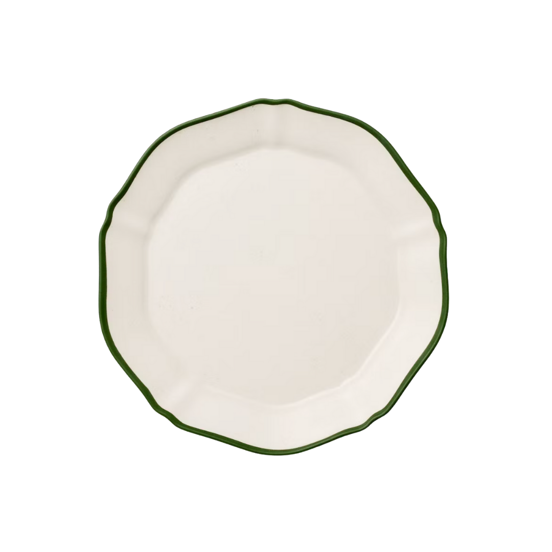 Green Rim Melamine Dinner Plates