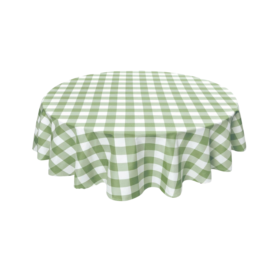 Green and White Gingham 120" Round Tablecloth