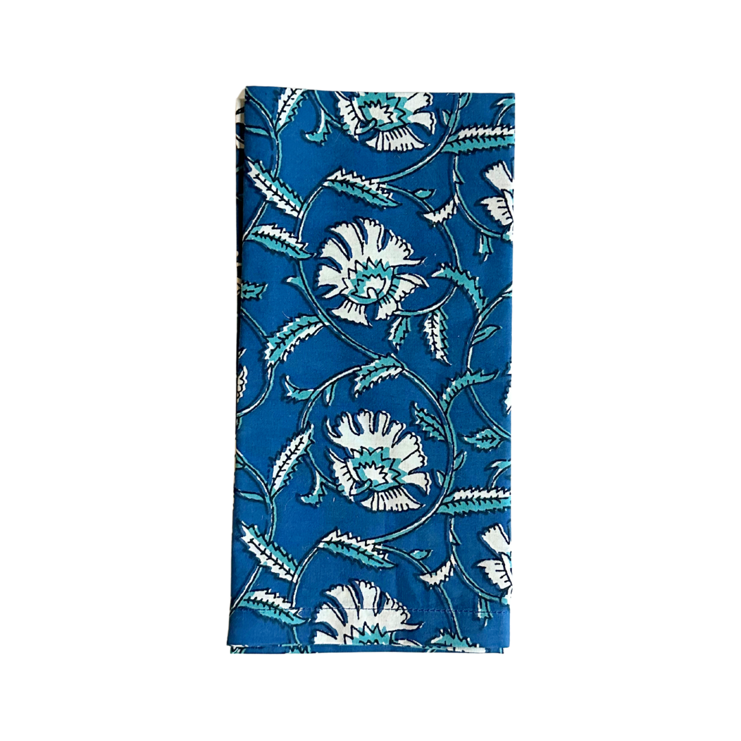 Blue on Blue Blockprint Napkin