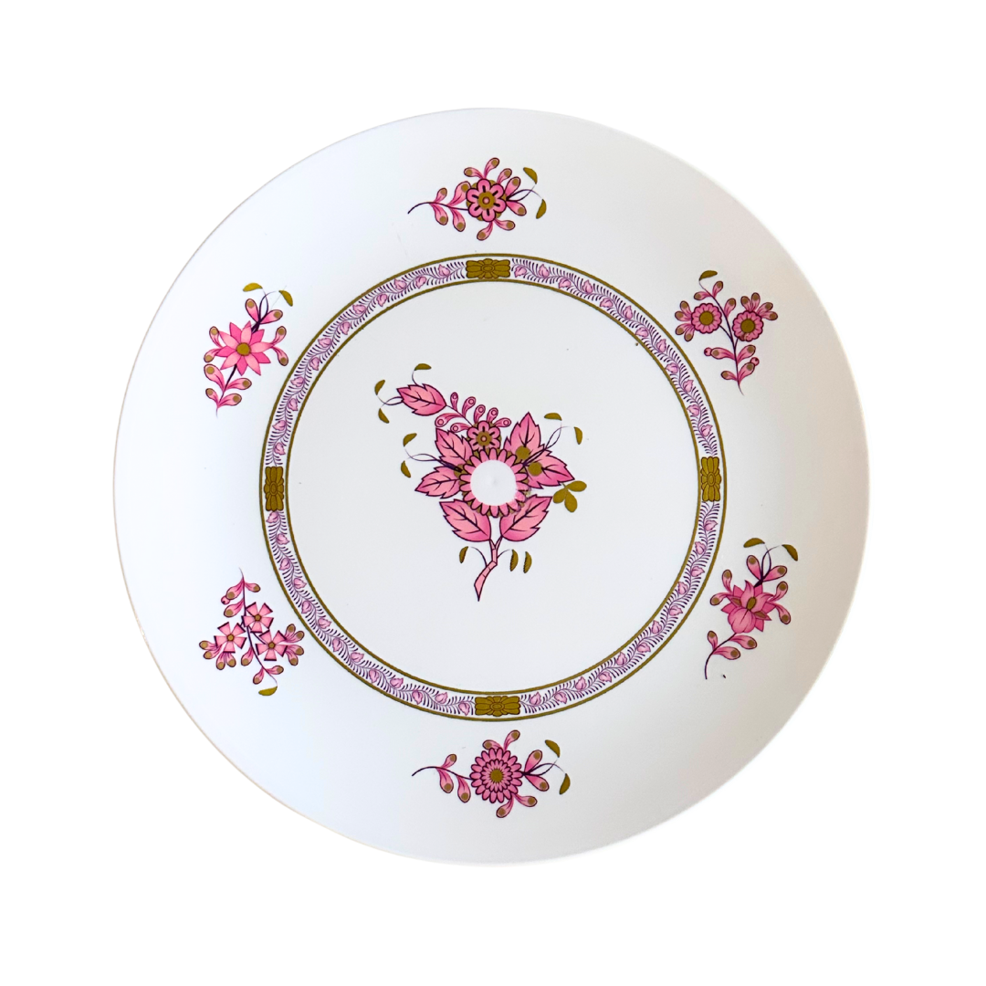 Pink Patterned Plastic Luncheon Plate