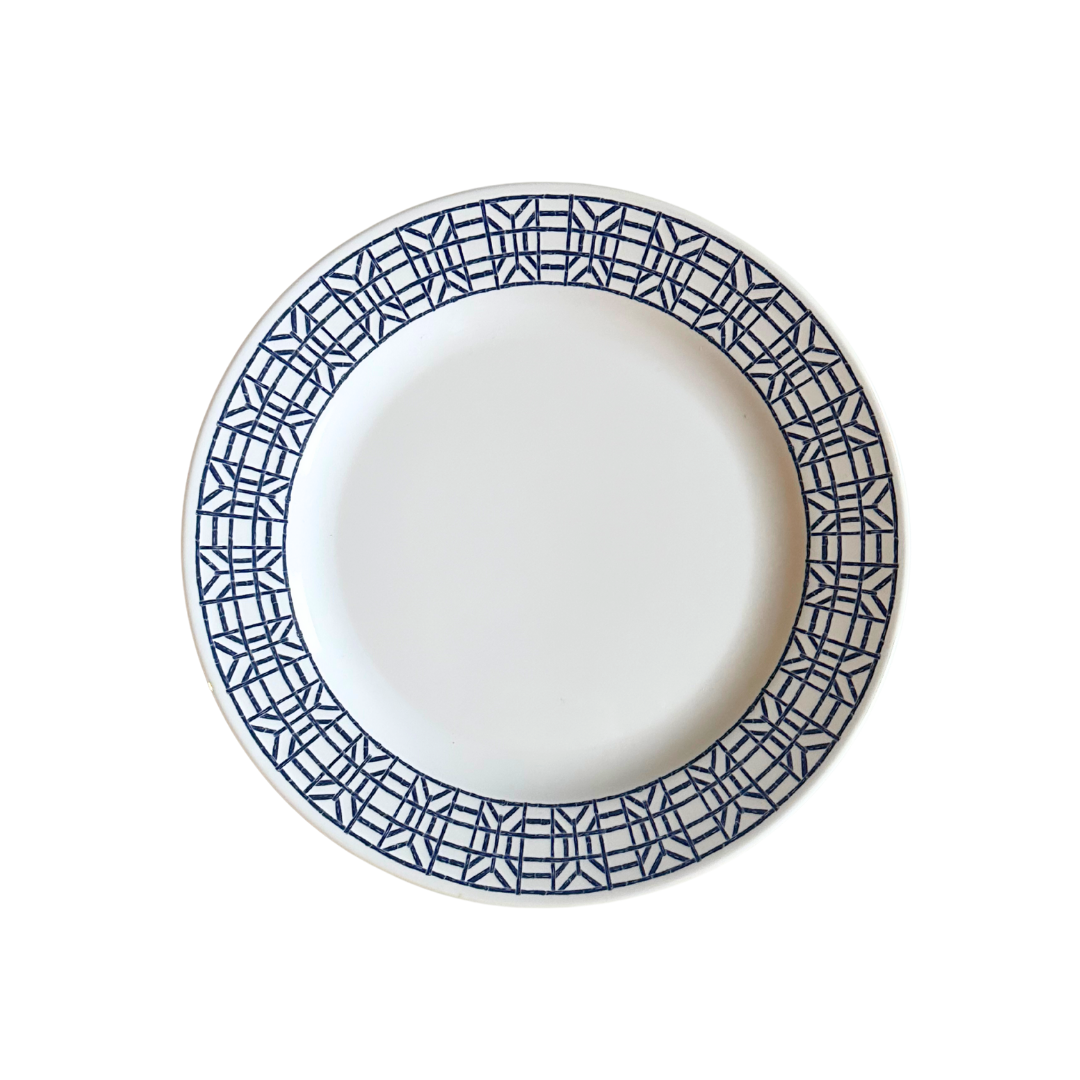 Blue and White Greek Key Melamine Dinner Plate