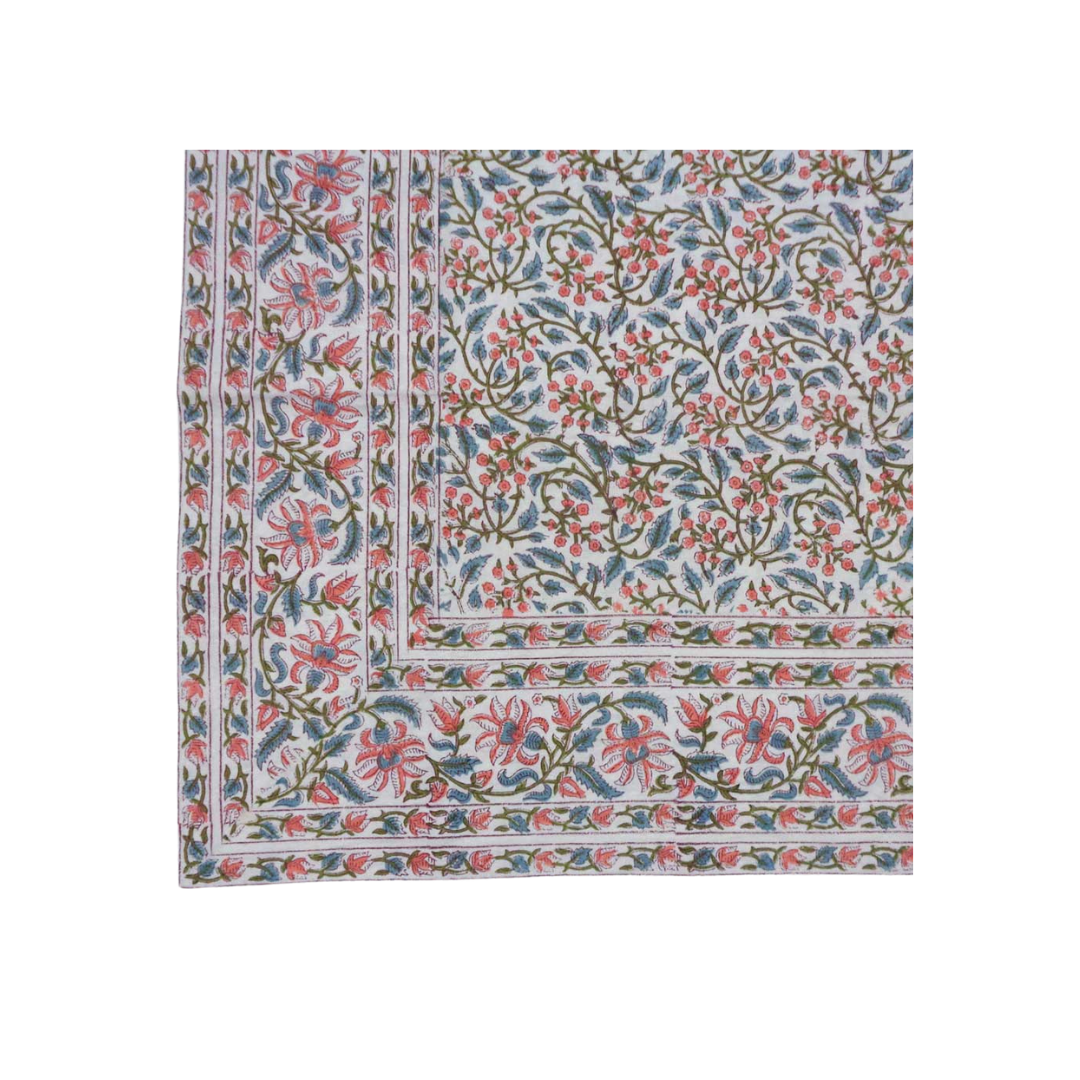 Berry Pink Hand Blocked Rectangular Tablecloth
