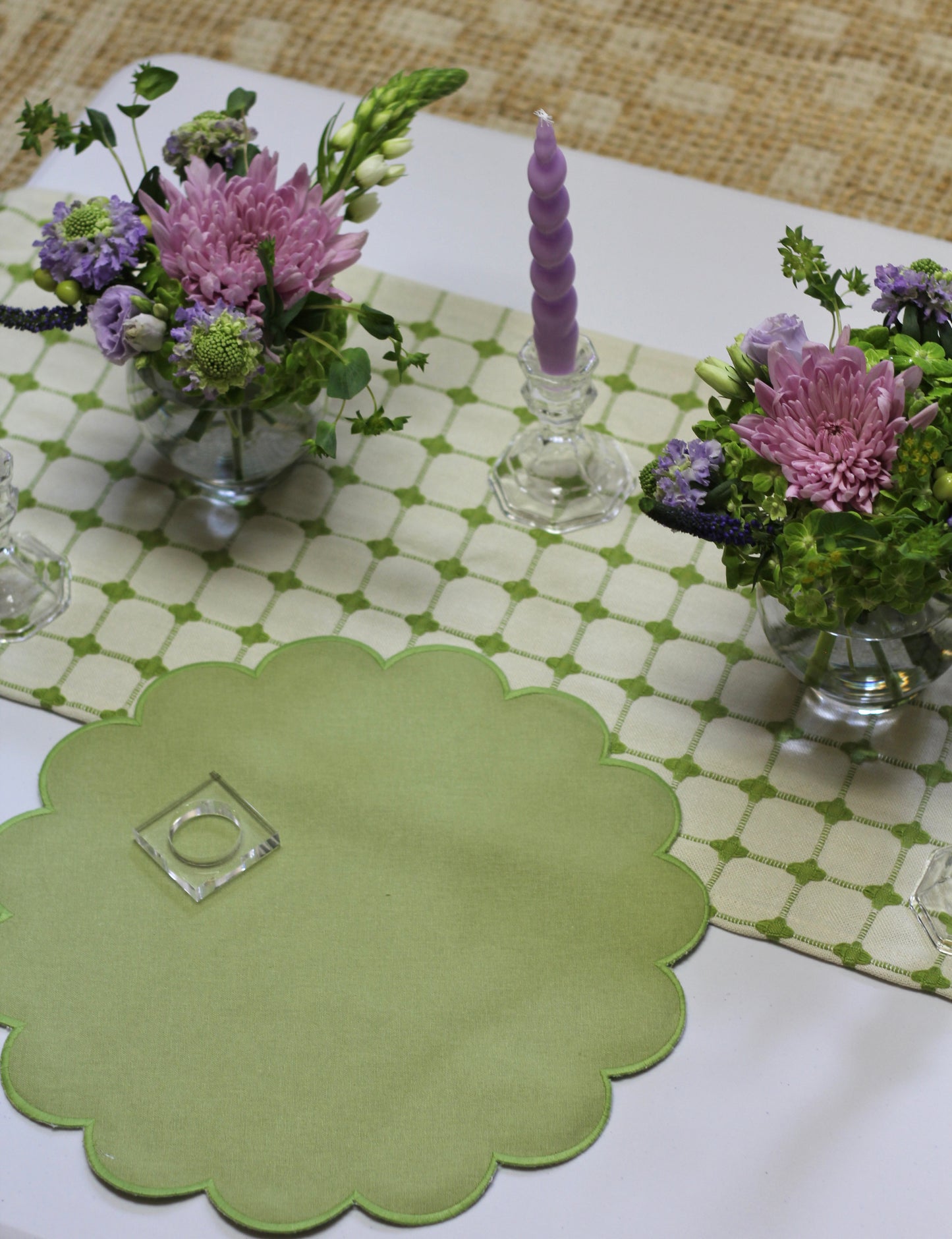 Green and White Geometric Runner