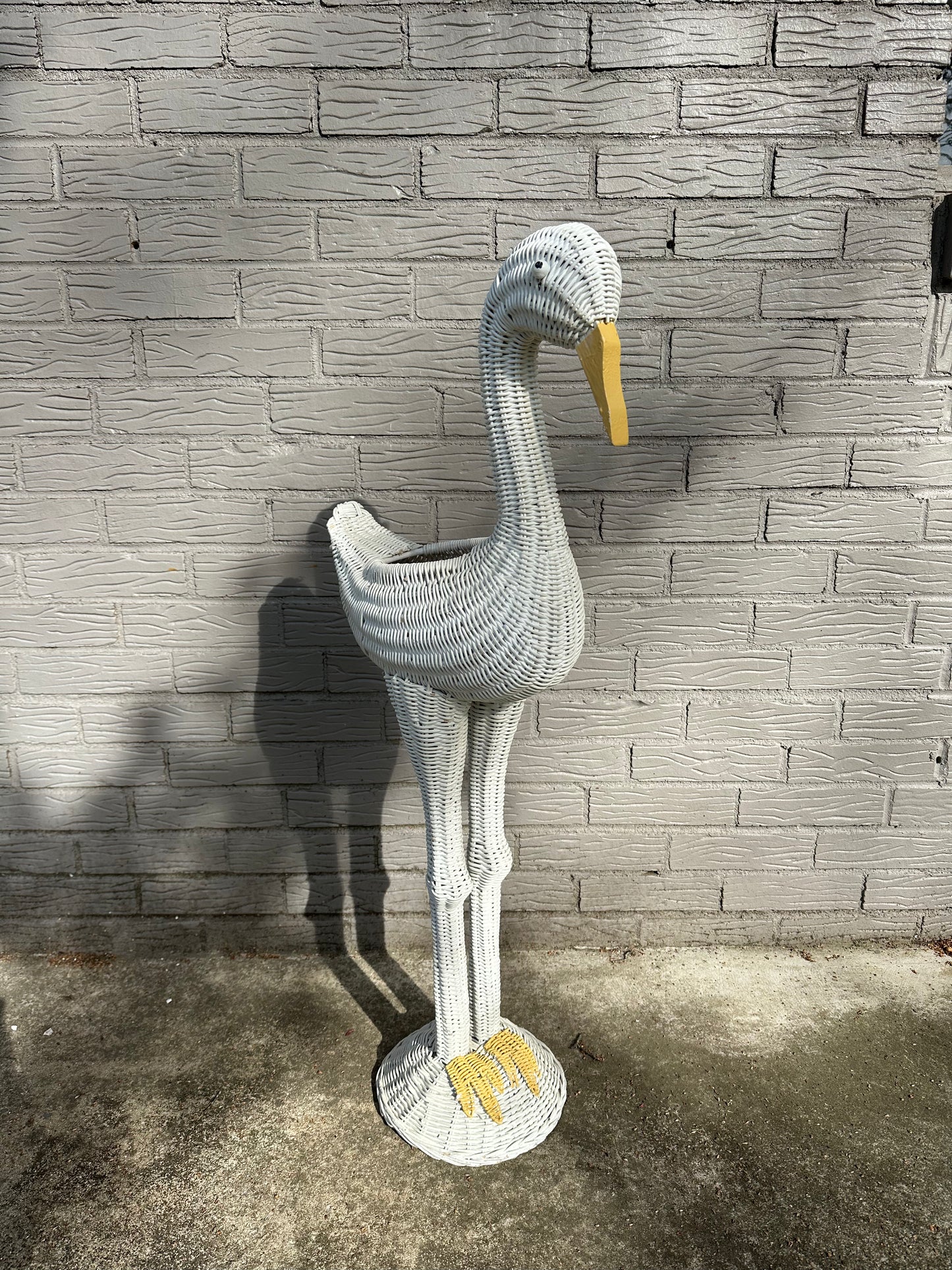 Vintage Wicker Stork Planter Stand