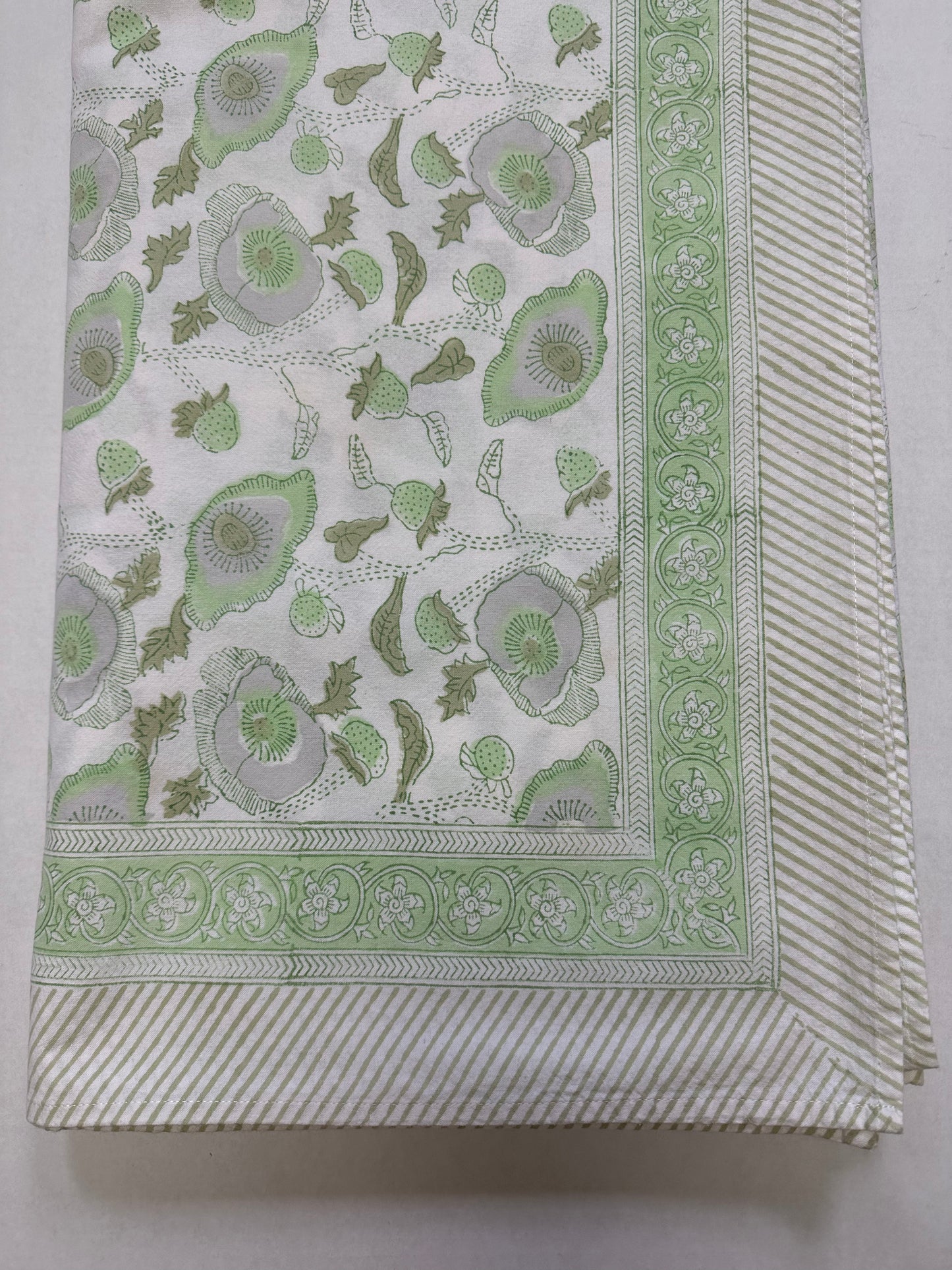 Julia Amory Green Printed Rectangular Tablecloth