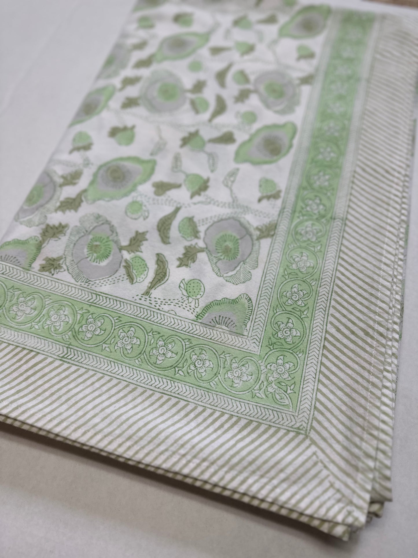 Julia Amory Green Printed Rectangular Tablecloth