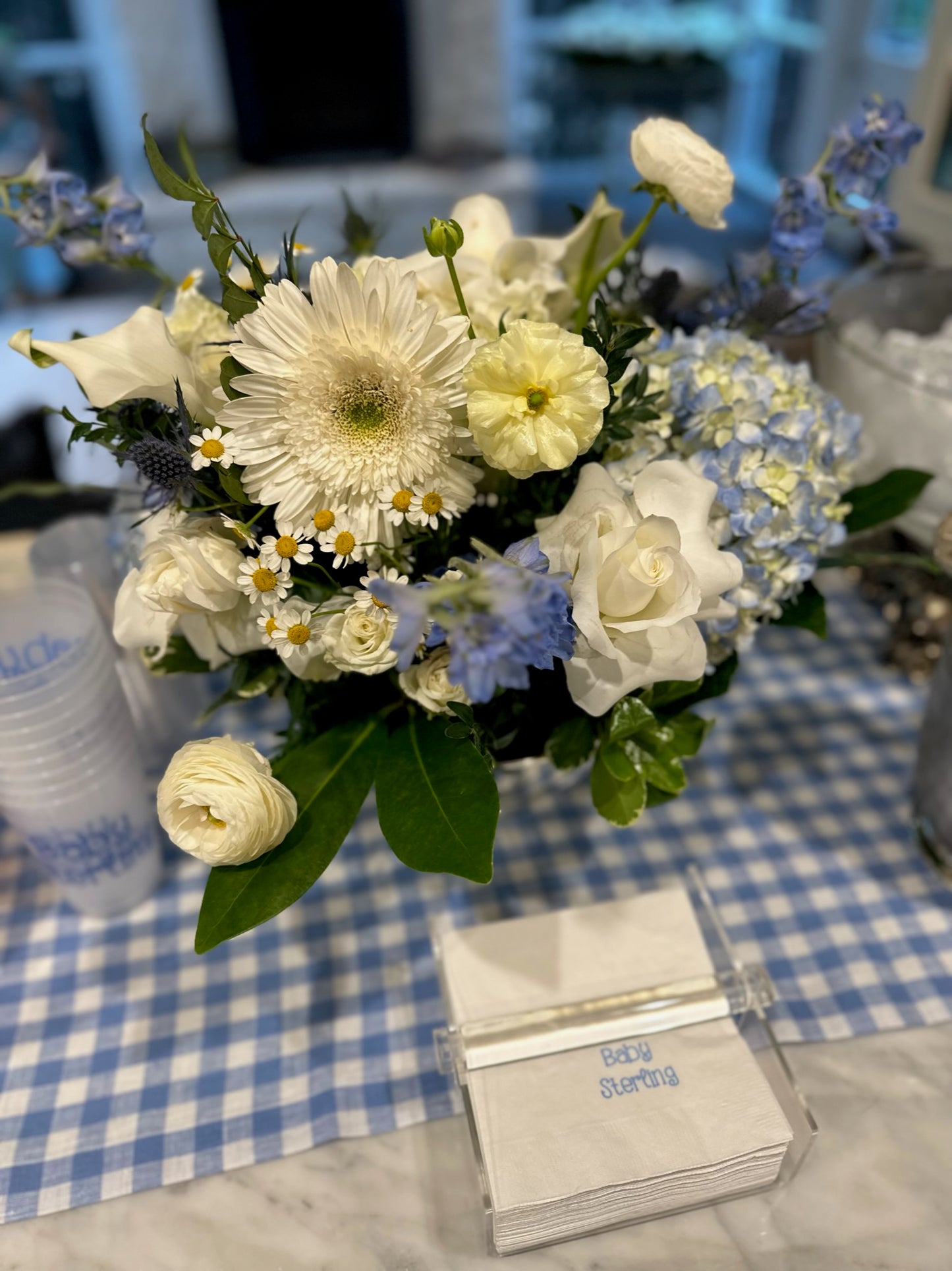 Blue and White Gingham Runner