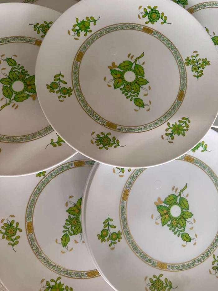 Green Patterned Plastic Luncheon Plate