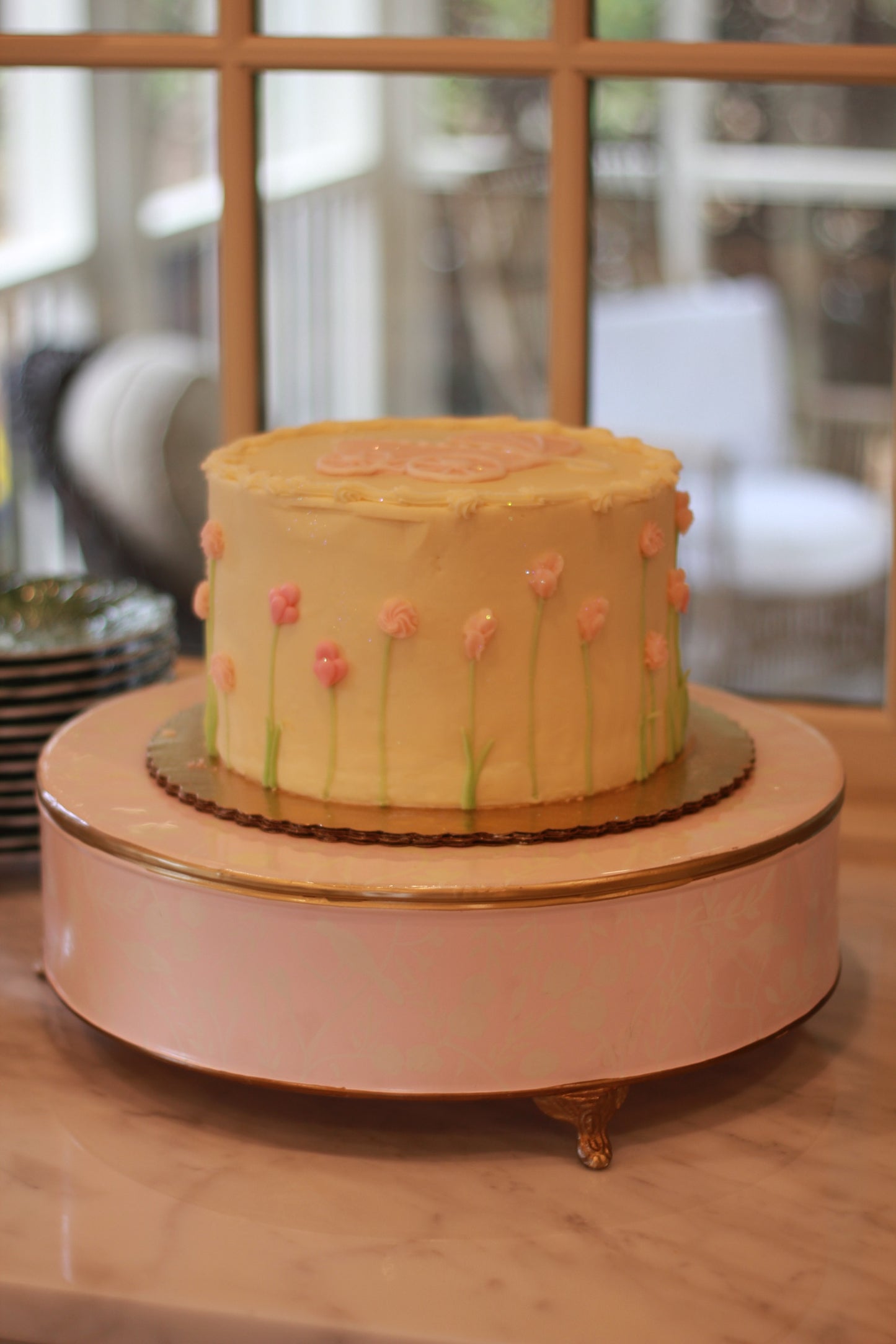 Pink and White Cake Platform
