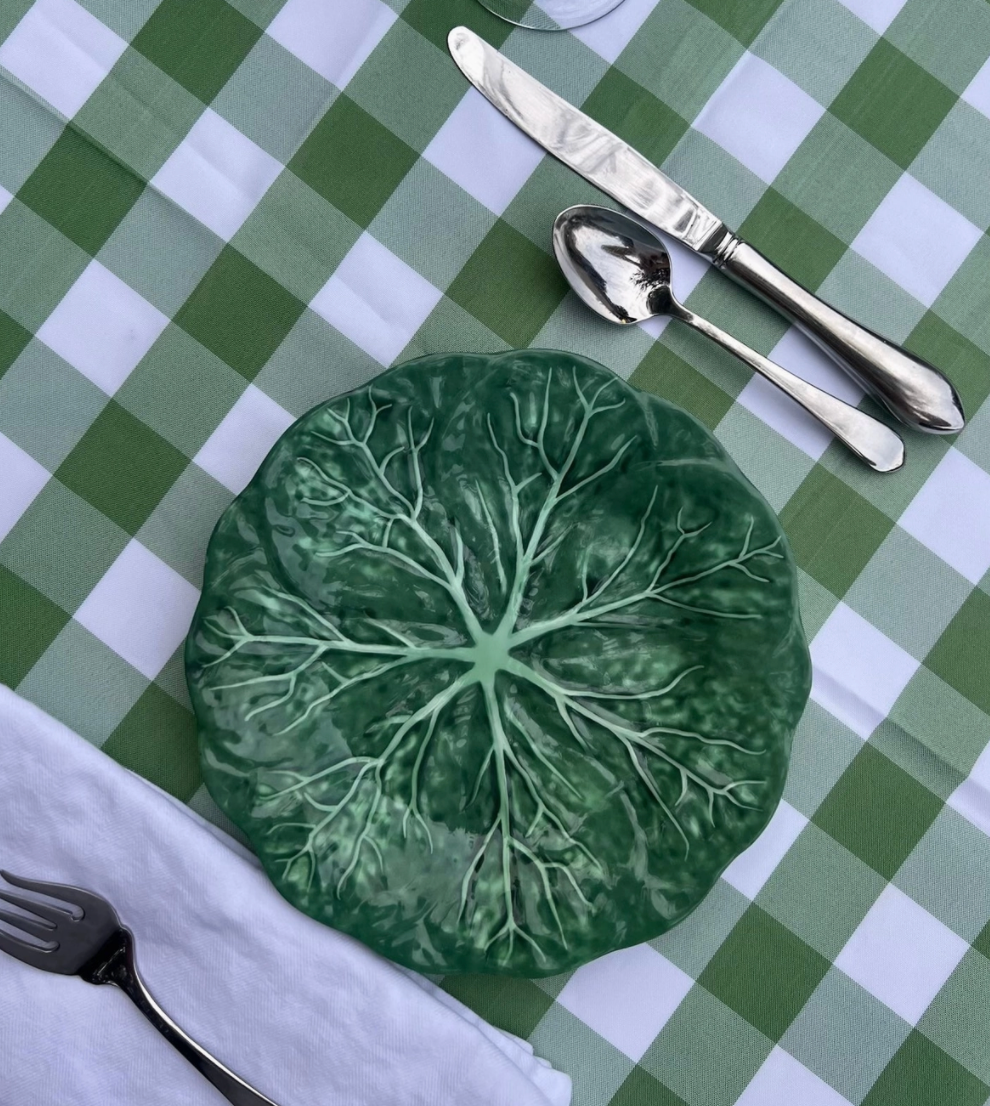 Green Melamine Luncheon Cabbage Plate