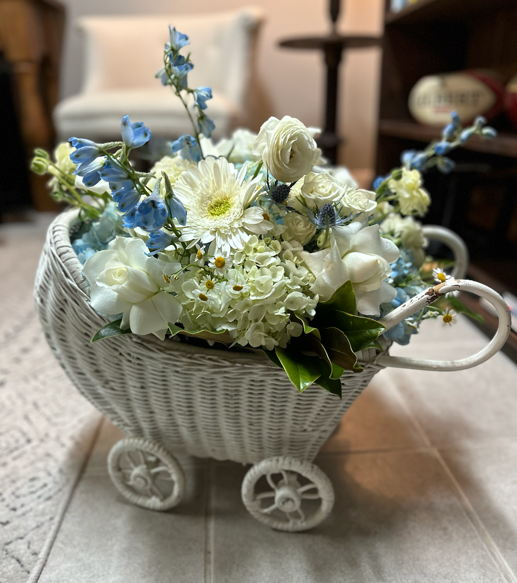 Wicker Stroller Tabletop Arrangement