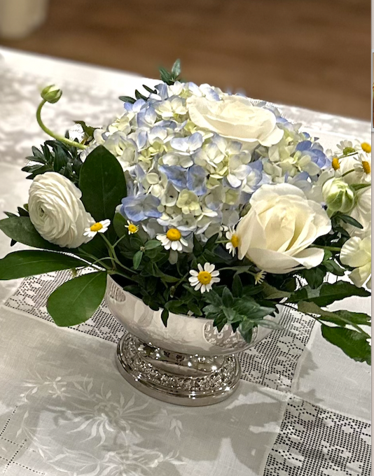 6" White Footed Compote Centerpiece Flower Arrangement Easter Pre-Order