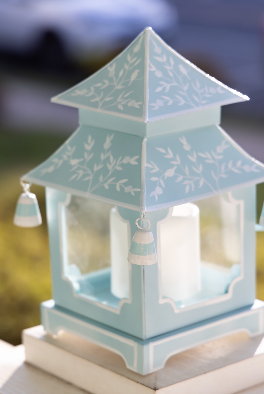 Enchanted Home Pale Blue and White Pagoda Lantern