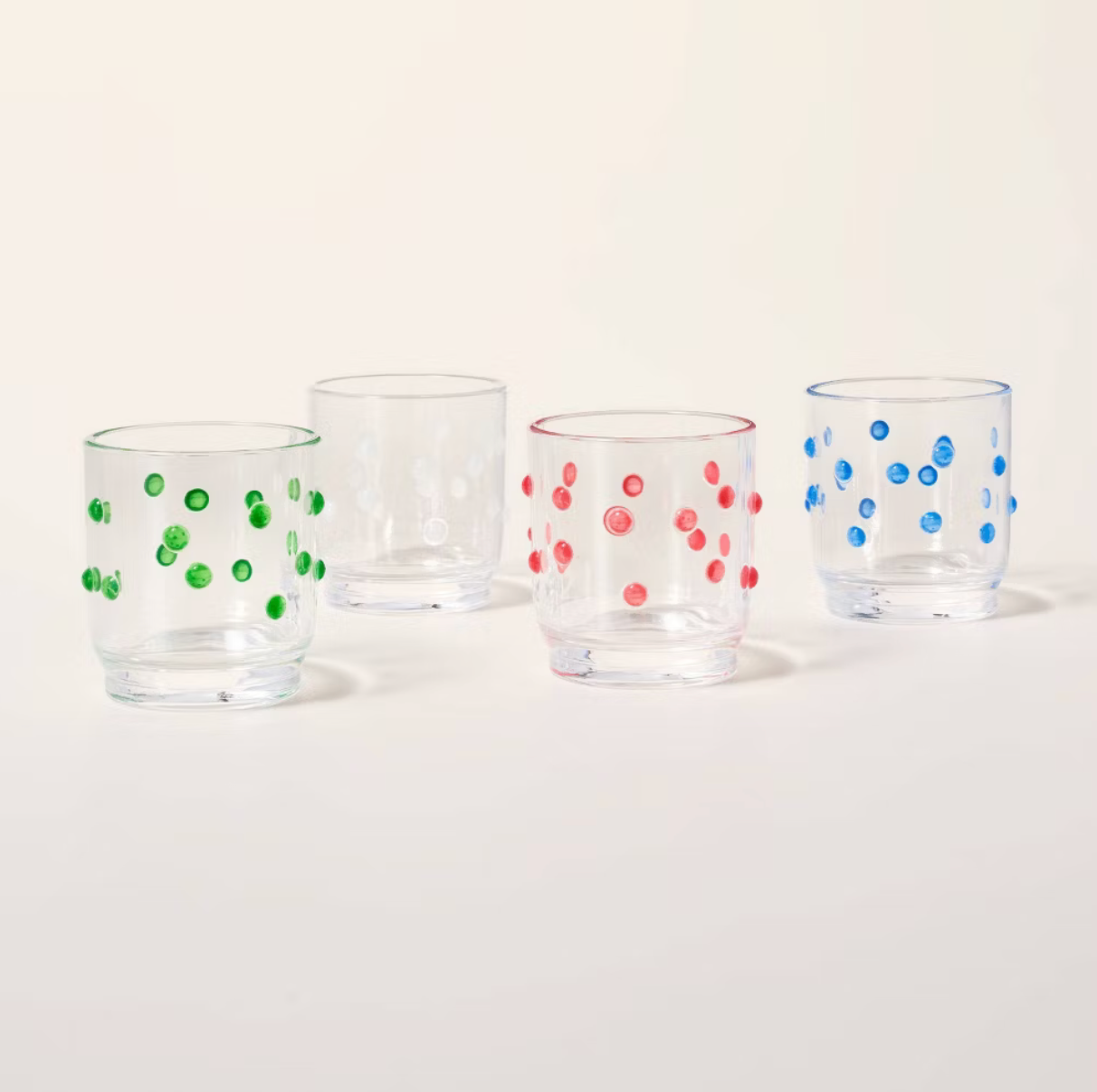 Acrylic Green Polka Dot Lowball Glass