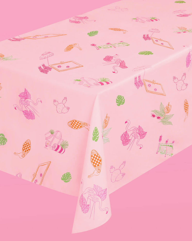 Pink Palm Royale Tablecloth