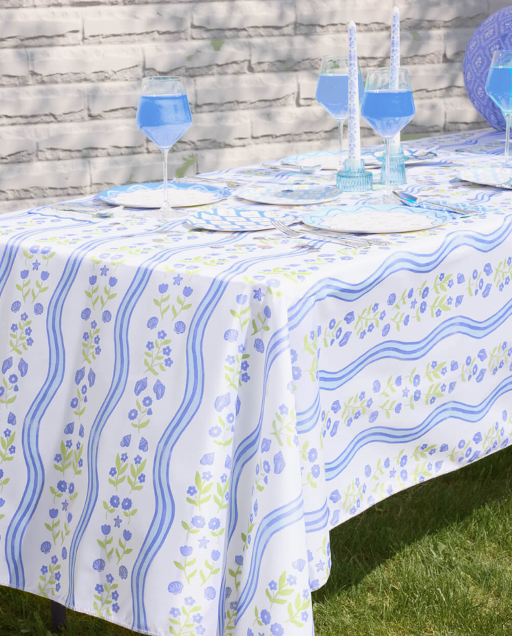 Blue and Green Coastal Tablecloth