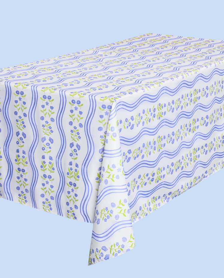 Blue and Green Coastal Tablecloth