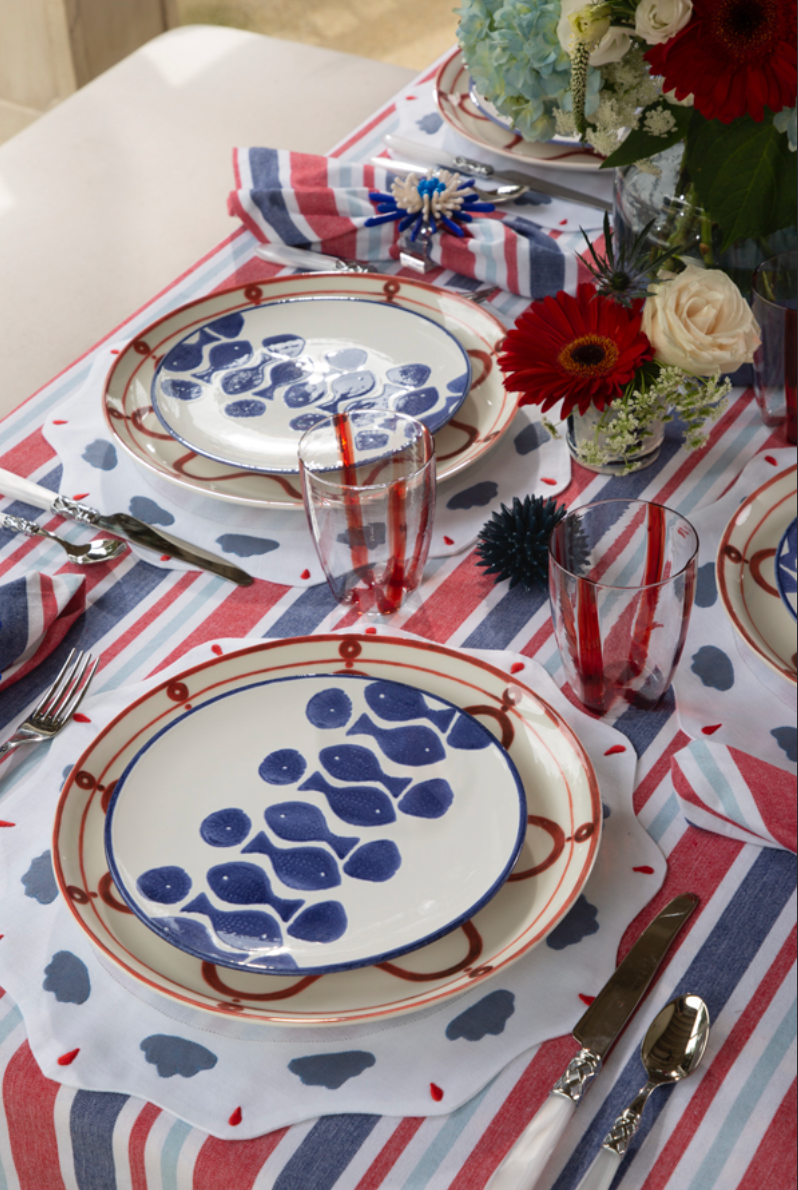 Red, White, and Blue Stripe Tablecloth