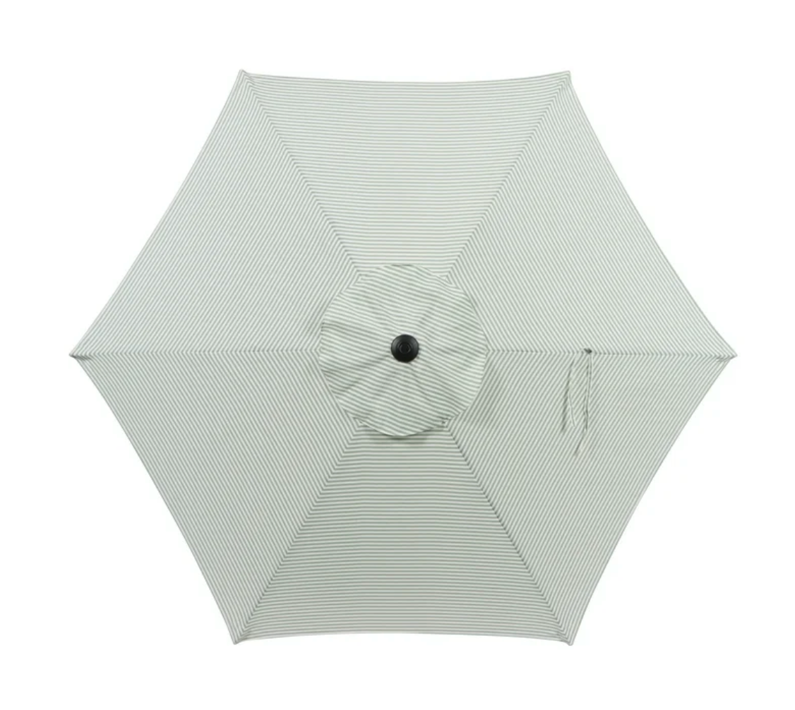 Green and White Ticking Stripe Umbrella