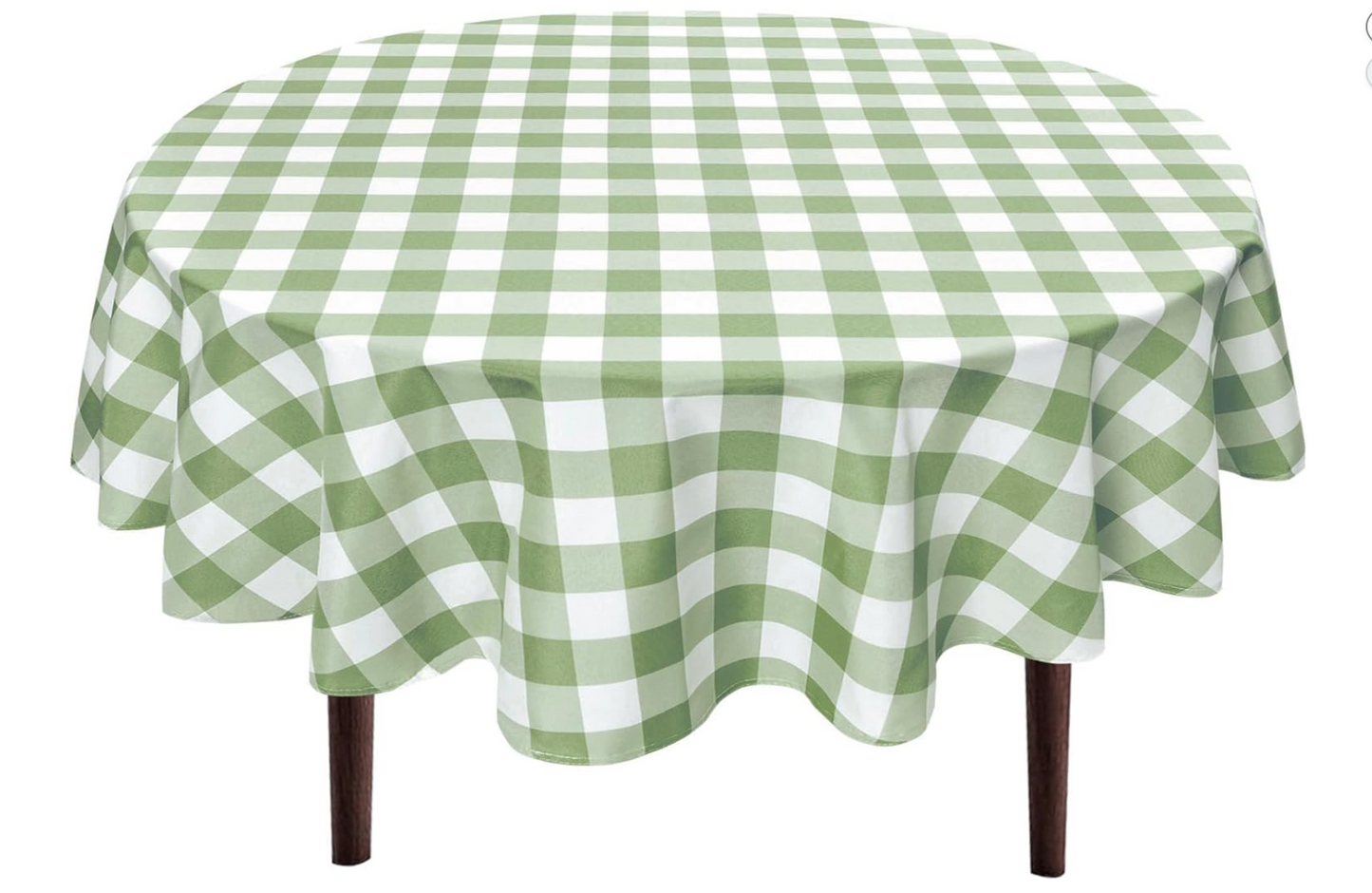 Green and White Gingham 120" Round Tablecloth