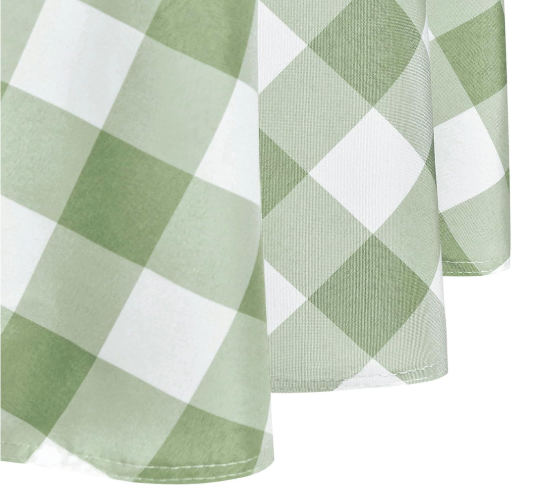Green and White Gingham 120" Round Tablecloth