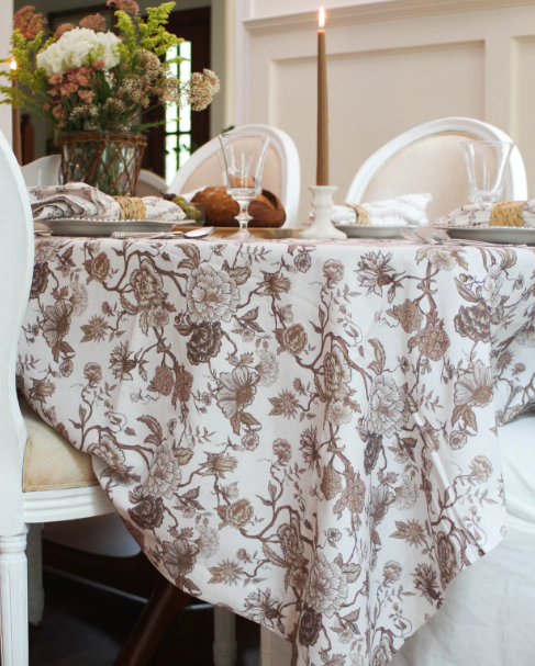 Willamere Chestnut Floral Rectangle Tablecloth