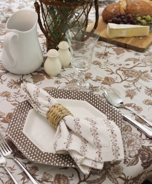 Willamere Chestnut Floral Rectangle Tablecloth