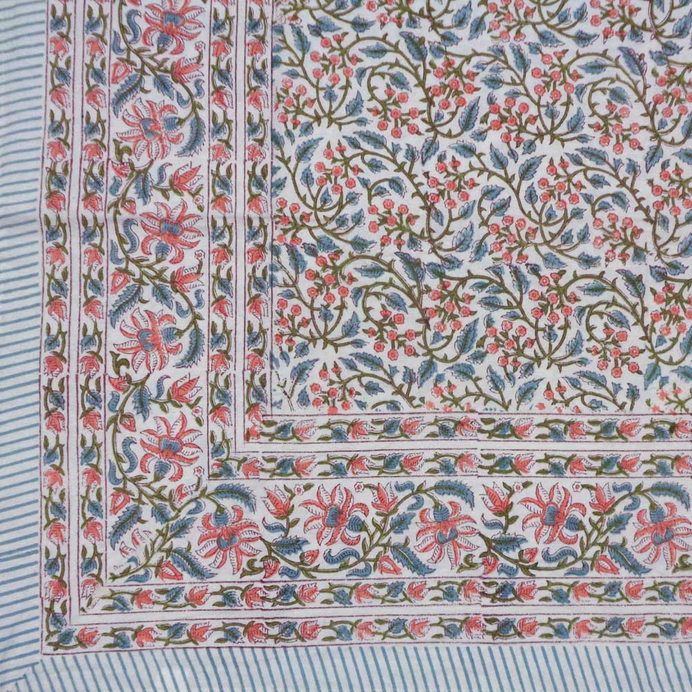 Berry Pink Hand Blocked Rectangular Tablecloth