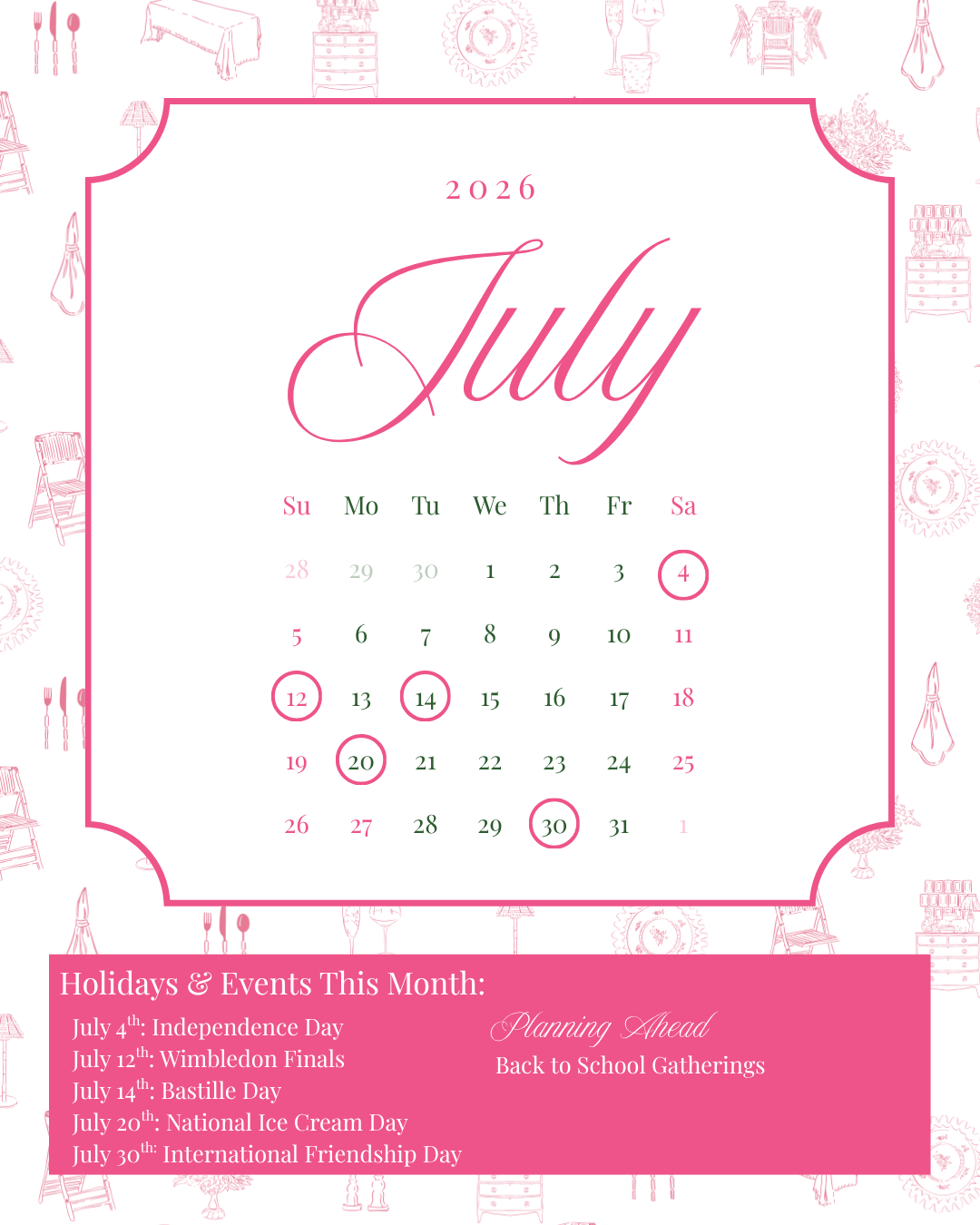 Your July Social Calendar