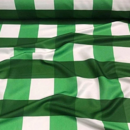 Bright Green Checker Gingham Rectangular Tablecloth