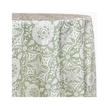 Moroccan Inspired Sage Patterned 120" Round Tablecloth