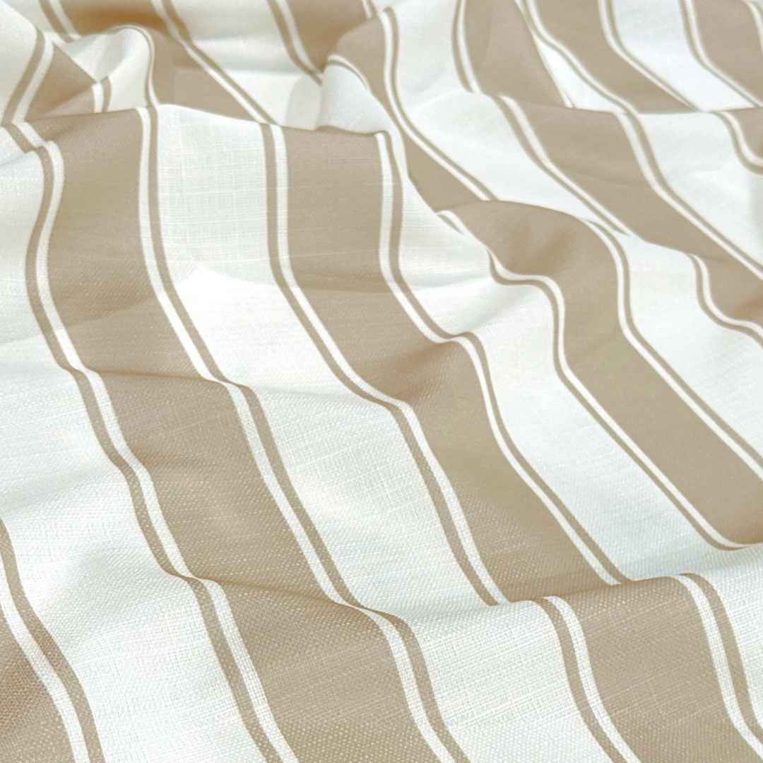 Taupe Linen Cabana Stripe Rectangular Tablecloth