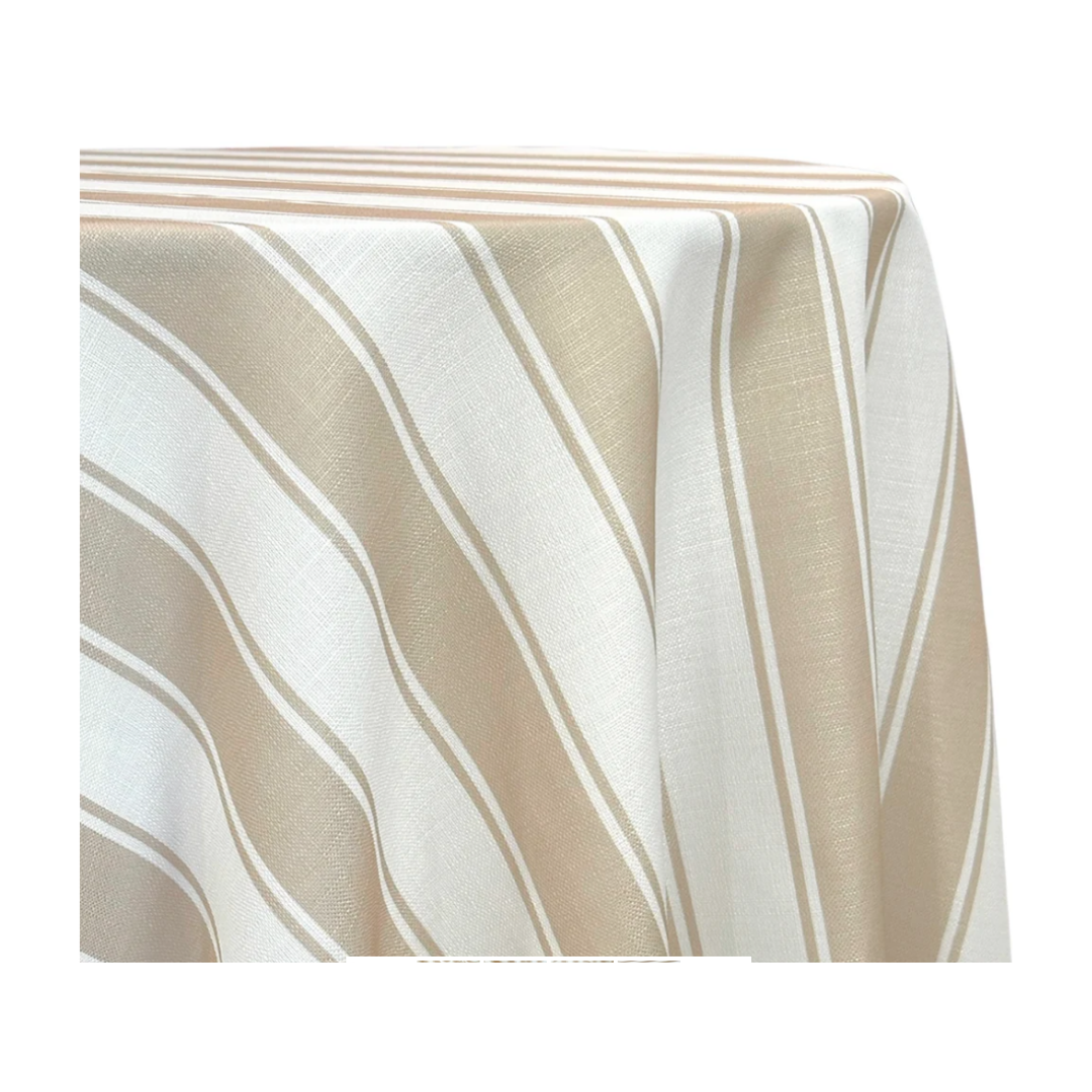 Taupe Linen Cabana Stripe Rectangular Tablecloth