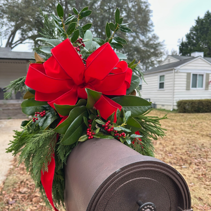 CHRISTMAS Mailbox Greenery Swag Decorated & Installed